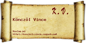 Könczöl Vince névjegykártya